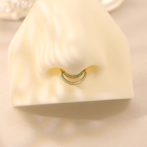 16G Front White Opal Nose Ring Septum Ring Surgical Steel Septum Piercing Jewelry
