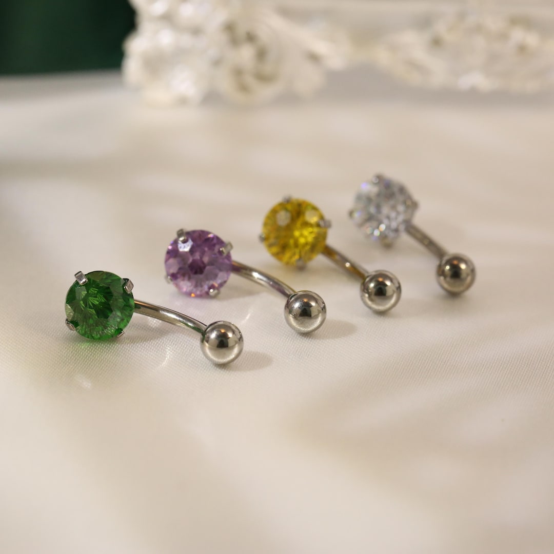 Beautiful Zirconia Belly Button Jewelry G23 Titanium Belly Button Ring ...