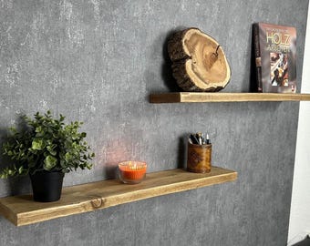 Rustic wall shelf, double package, rustic, handmade, sustainable, floating, upcycling, individual, old wood, spruce, scaffolding plank,