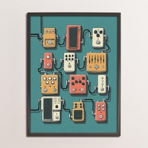 Gitarreninstrument Illustration Kunst Druck - Dekorative Wandkunst - Poster - Digitaler Dateidownload - 3 Formate - Drucke 300dpi hi res bis zu 18x24.
