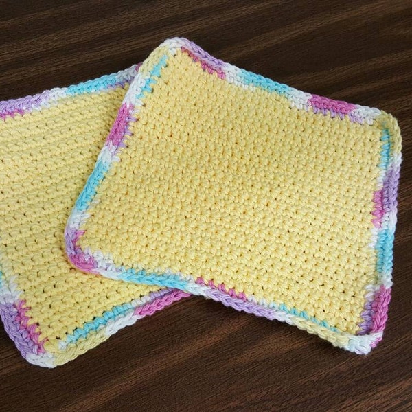 Handmade Crocheted Yellow washcloths