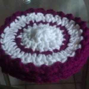 Handmade Crocheted Burgundy and White Coasters image 3