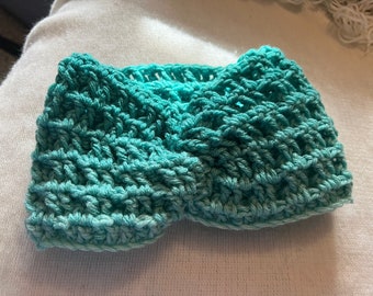 Handmade Crocheted Turquoise Headband/ Hair wrap