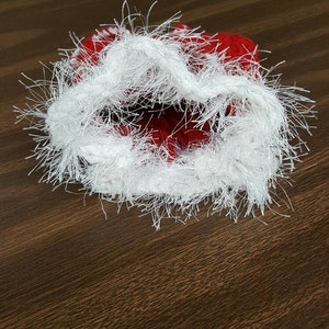 Handmade Crocheted Red Christmas Pouch with White Fun Fur image 4