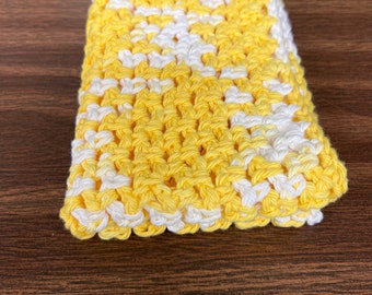 Handmade Crocheted Yellow Wash Cloth/ Bath Cloth/ Beauty Cloth