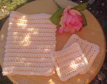 Crocheted Light Yellow Wash Cloth and Scrubbies