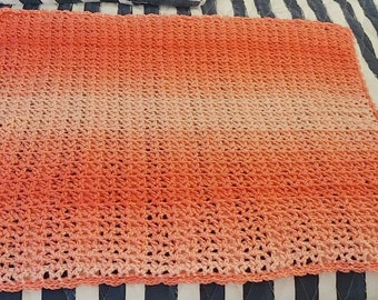 Handmade Crocheted Ombre Orange Baby Blanket /Throw/ New Born Baby