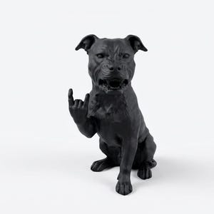 Pitbull Sculpture "Rock & Rebel" in Matte Black Resin – Modern Dog Art