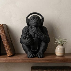 Musikliebhaber-Affenskulptur, stilvolle Statue in 4 Farben für die Heimdekoration