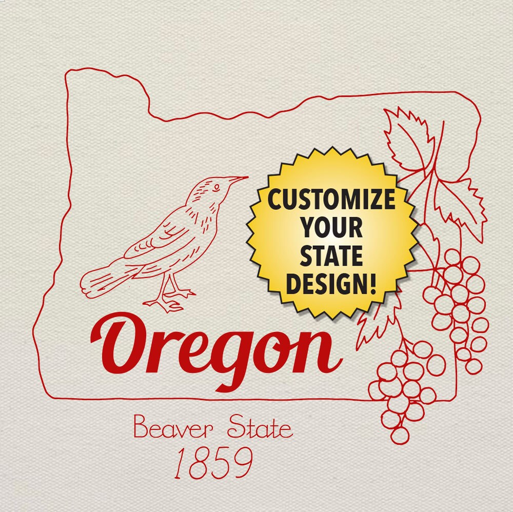Oregon Customizable Hand Embroidery Pattern digital PDF of Etsy