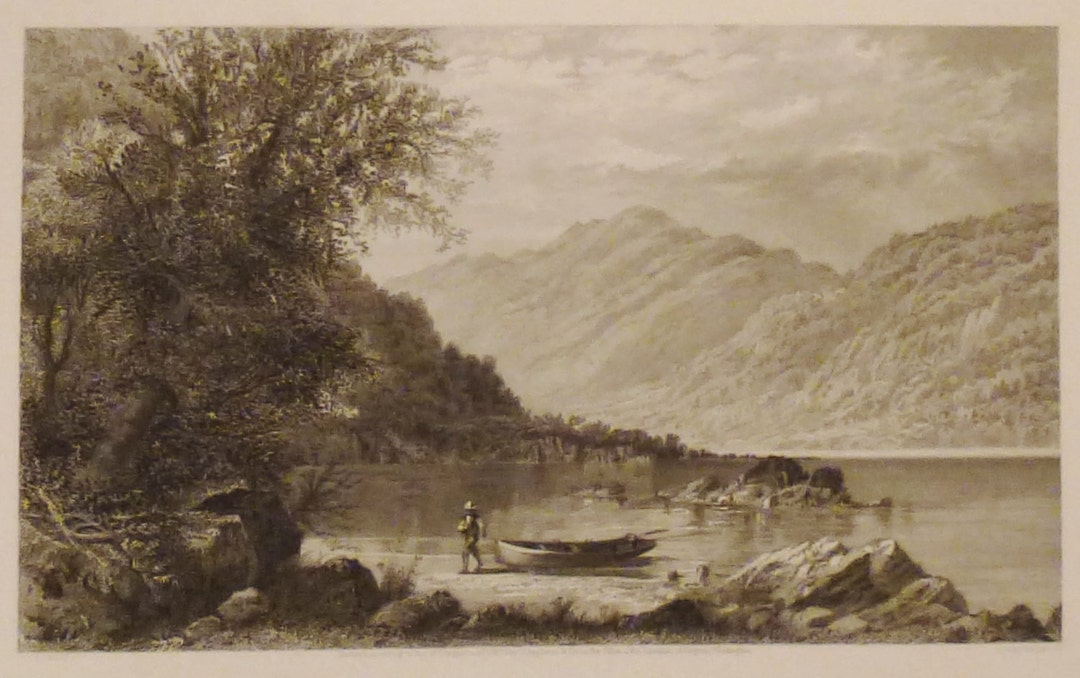 ANTIQUE the SUSQUEHANNA at Hunters Gap Original Steel Engraving 1800s 12 3/8 X 9 1/2 in Ready to