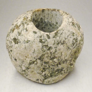 BR%UTALIST VASE, Granite stone vase, Moderne Studio vase, whiteand Grey,, signed, app.4 1/4 tallx 3 1/2 wide x 2 1.4 thick x 4.5  inches