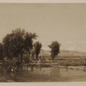 ANTIQUE ROCKY MOUNTAINS  View Original steel Engraving 1800s 12 3/8 x 9 1/2  in Ready to frame
