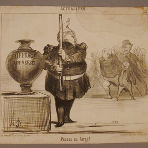 DAUMIER  H, Lithograph, ORIGINAL, CIRCA 1850, Actualites,  French Antique, app 12 1/2  x 10 in, as found