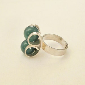 FINLAND KUPITAAN KULTA  Moderne Ellis Sterling  floating Green Adventurine balls Signed 1960s