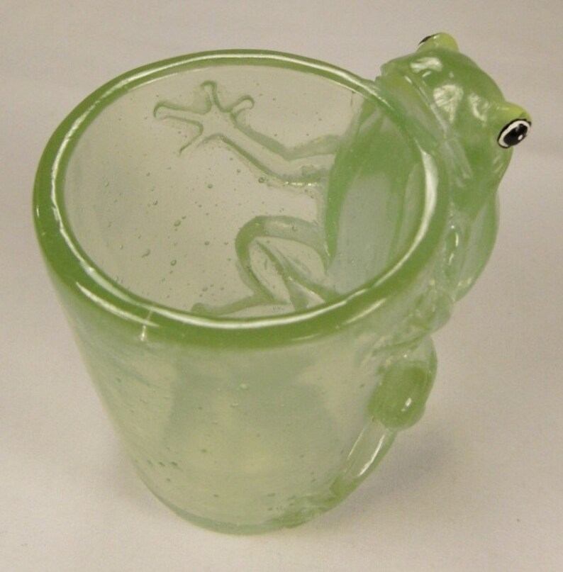 FROG GLASS cup handle handcrafted green acrylic heavy cast 4 Etsy