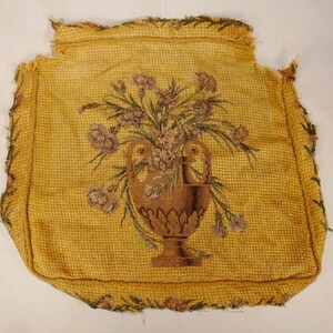 ANTIQUE FRENCH PETIT Point Needlepoint Chair Cover All silk floss threads Carnations on canvas Stunning 20 x 19 image 2