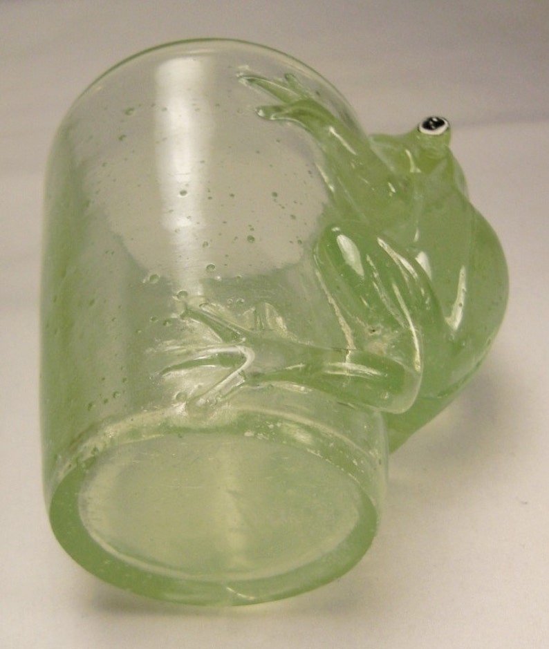 FROG GLASS cup handle handcrafted green acrylic heavy cast 4 Etsy