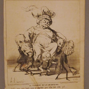 DAUMIER  H, Lithograph, ORIGINAL, CIRCA 1850, Actualites,  French Antique, app 13 1/2  x 9 1.2in