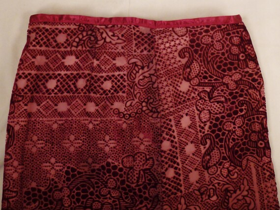 RETRO VELVET Rayon, Flocked Velvet , Red Maroon c… - image 3