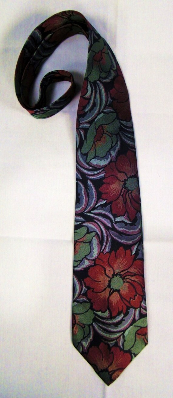 Designer Rainbow Neck TIE 1980s Wide  Silk High Sh