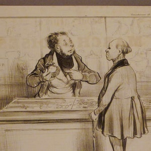 DAUMIER  H, Lithograph, ORIGINAL, CIRCA 1850, French Antique, app 13  x 9 3/4in