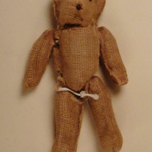 RARE STEIFF BEAR 1900s Mimiature Jointed Squeaker Very Old Wood and Sraw filling As found conditi image 2