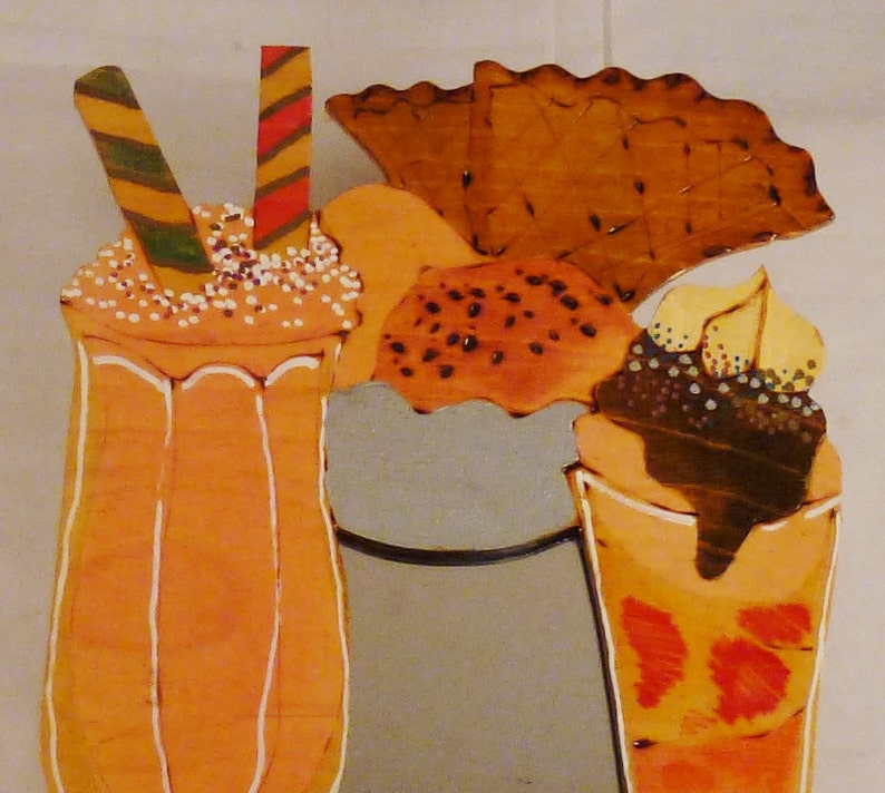 Handcrafted MIRROR Summer treats ice cream cones colorful fun ready to hang app 14x8 in image 2