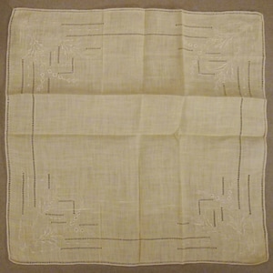 Vintage WEDDING HANKIE Linen yellow Hand Embroidered 11 x11 Mint condition