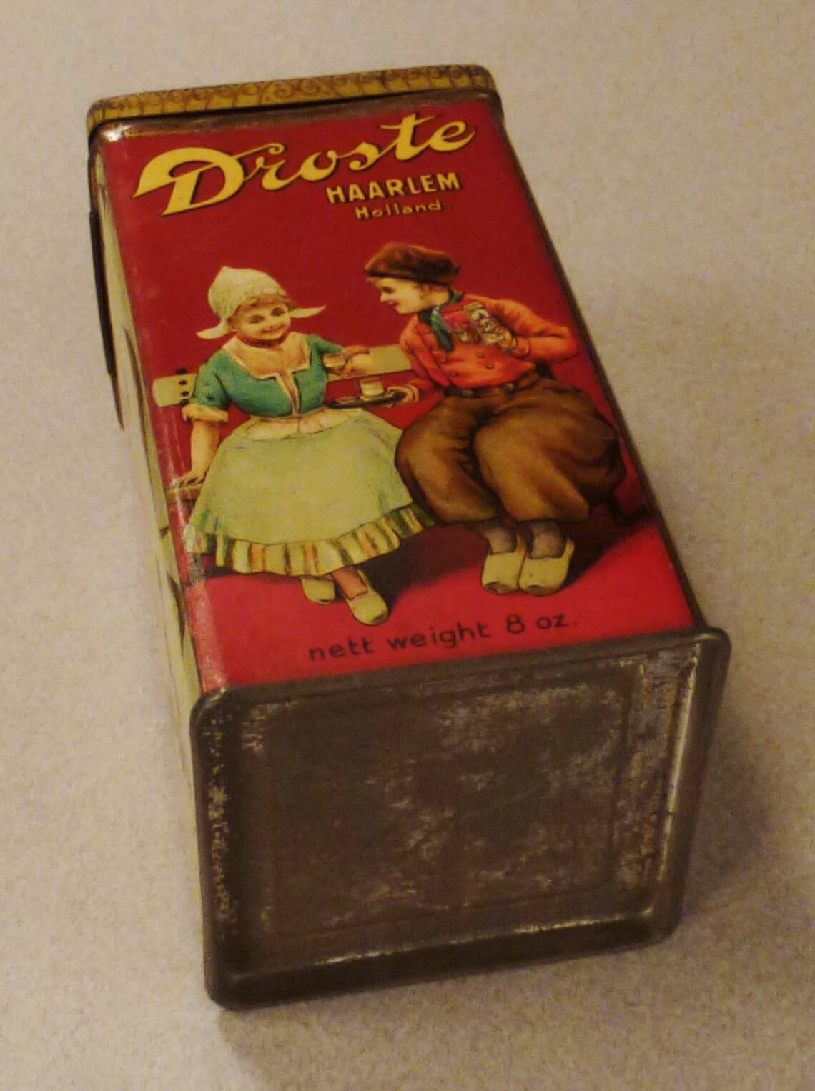 Vintage DROSTE HOLLAND Colorful Tin Hinged Cover Great Condition App 2 ...