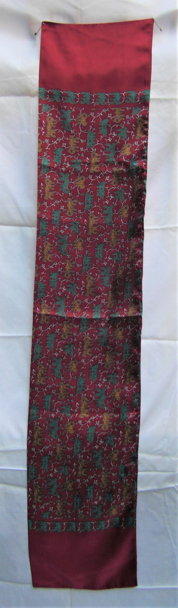Vintage SILK SCARF, Mens long scarf, ORIENTAL ide… - image 2