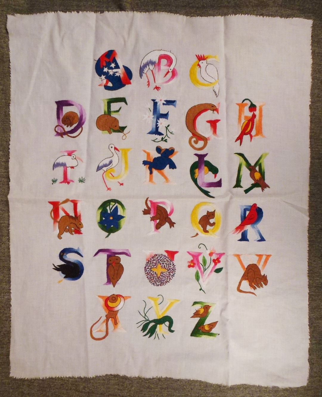 HAND EMBROIDERED, Alphabet Letters ,folk Art, Embroidery , Brilliant ...