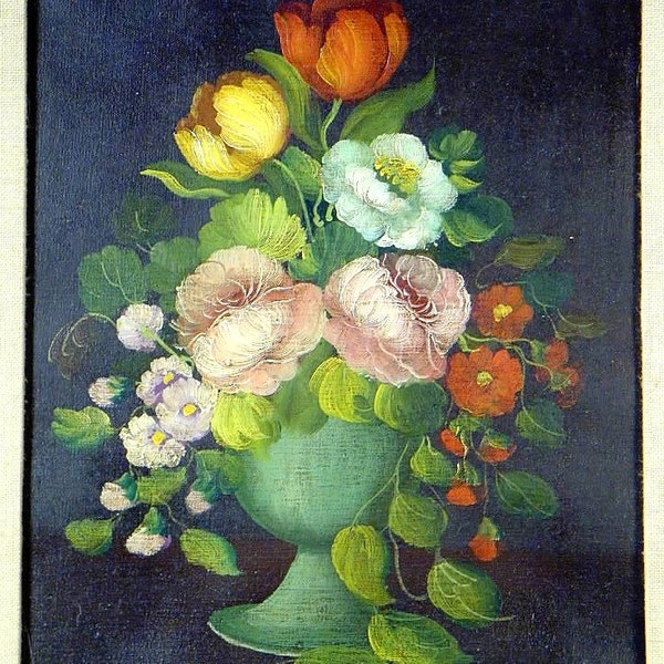 Signed DUTCH Still life Impressionistic OIL PAINTING Canvas Gilded Wood Frame