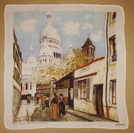 UTRILLO, Painting, Street Scene in Paris, SEPTIEMBRE 1926,, Silk