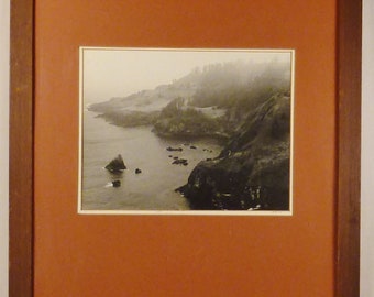 PHOTO Black and White, Signed  Photo, Coastline, Witz 1964. Fine  Art,Framed  wood, app  18 x 15 in, ready to hang
