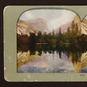 Antique T W 1898 iNGERSOLL Photo 1909, YOSEMITE Valley, MIRROR LAKE, Reflactions, Califotnia, 7x3.5, great condition