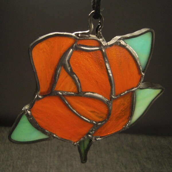 ROSE Flower Stained GLASS Decoration Window hanging handcrafted ap 5 x 5