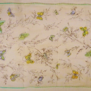 Vintage SILK SCARF BUTTERFLIES Long gauge organza 43 x 12.5 great condition Spring colors image 4