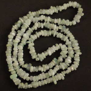 JADE Chip beads Necklace chunky  beads Strand  vintage 38 in  long  3/8 in wide Xmas Gift