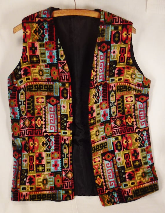 VEST CHENILLE Handcrafted  MULTICOLOR lINED   29 i