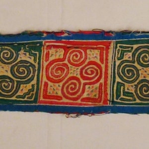 TRIBAL MIAO CHINA Embroidered sleeve panel textile appliquee ethnic  19 x 3 Folk Art hill tribes