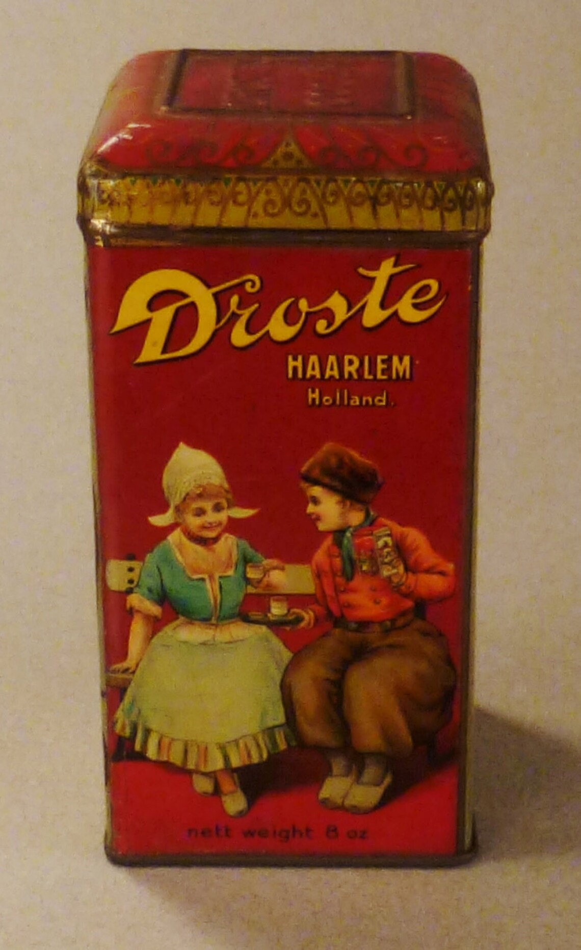 Vintage DROSTE HOLLAND Colorful Tin Hinged Cover Great Condition App 2 ...