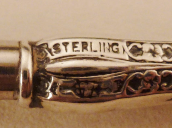 Antique STERLING BUTTON Hook Signed Web  1900s Ar… - image 5