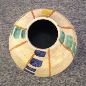 VASE Moderne STUDIO Ceramic Signed STRIPES  textured glaze 3 x 4