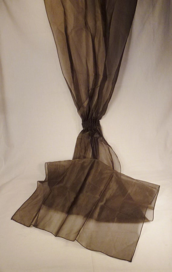 Vintage SILK SCARF SHAWL, Silk Organza , Gray colo