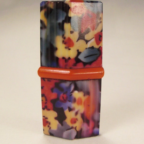 Stunning Art DECO  FLORAL Colorful  molded PLASTIC  Bottle  4 in tall by 2 Vintage Atomizer Works