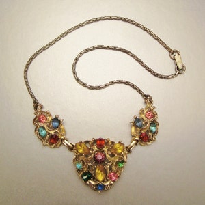 vintage impresionante Collar Goldtone facetado RHINESTONES 15 en largo