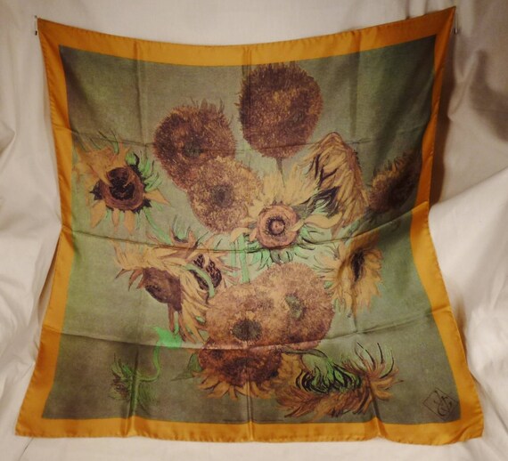 VINCENT Van GOGH SCARF cotton Sunflowers flowers bouq… Gem