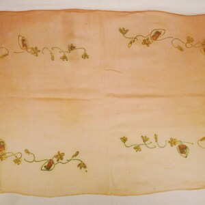 Vintage Silk SCARF VIOLETS Handpainted Copper and Gold Oganza Gauze Two tone beige Long 38X16 image 4