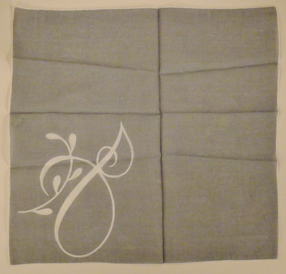 Vintage MADEIRA, handkerchief Initial G, Gray wit… - image 4